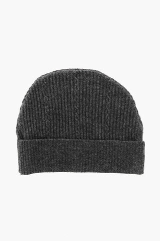 Wool-Blend Ribbed Beanie with Embroidered Logo