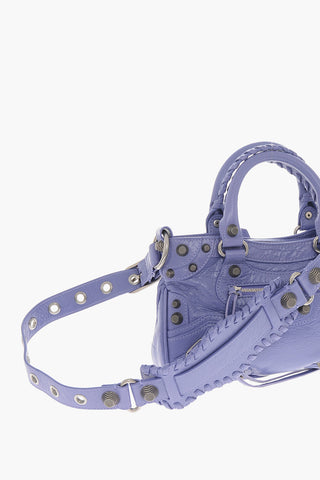 Crinkled Leather LE CITY Shoulder Bag with Metal Details