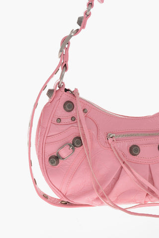 Schultertasche LE CAGOLE aus Leder im Craquelé-Effekt mit Metall-Details