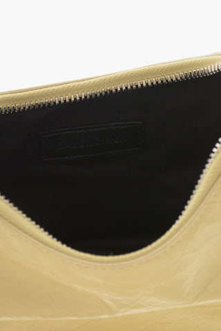 Craquelé Leather Shoulder Bag LE CAGOLE with Heart-Shaped Mirror