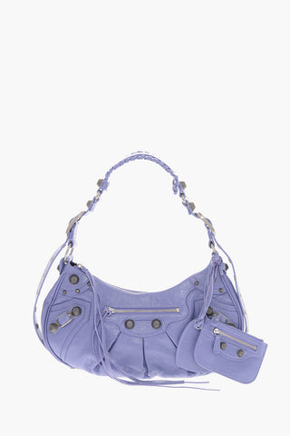 Borsa a Spalle LE CAGOLE in Pelle Effetto Craquelè con Specchietto a Forma di Cuore