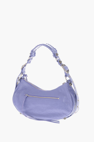 Craquelé Leather Shoulder Bag LE CAGOLE with Heart-Shaped Mirror