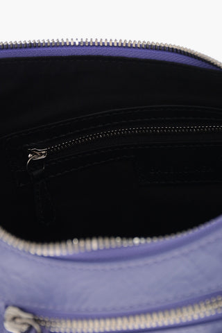 Craquelé Leather Shoulder Bag LE CAGOLE with Heart-Shaped Mirror