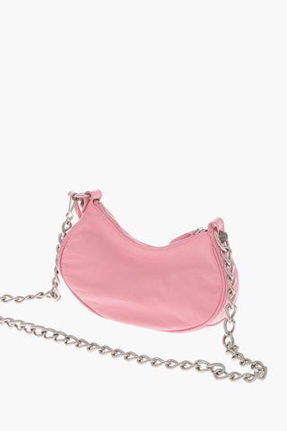 Leather Craquelé-Effect Shoulder Bag LE CAGOLE XS with Metal Details and Heart-Shaped Mirror