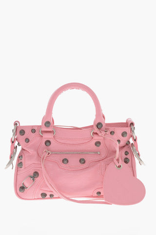 Crinkled Leather LE CAGOLE XS Shoulder Bag with Metal Details and Removable Shoulder Strap
