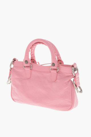 Crinkled Leather LE CAGOLE XS Shoulder Bag with Metal Details and Removable Shoulder Strap