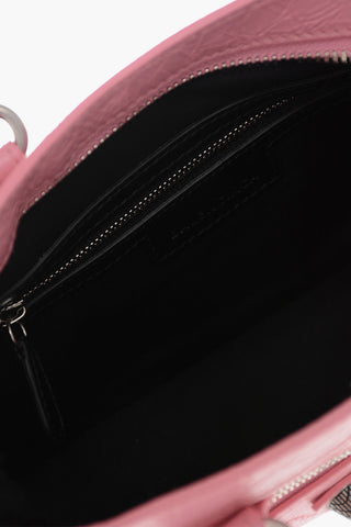 Crinkled Leather LE CAGOLE XS Shoulder Bag with Metal Details and Removable Shoulder Strap