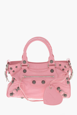 Crinkled Leather LE CAGOLE Shoulder Bag with Metal Details and Removable Shoulder Strap