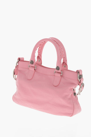 Crinkled Leather LE CAGOLE Shoulder Bag with Metal Details and Removable Shoulder Strap
