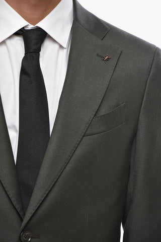 CC COLLECTION Two-Button Virgin Wool Suit with Peak Lapel