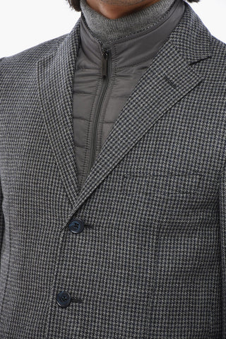 CC COLLECTION Virgin Wool Pied-de-Poule Jacket with Removable Chest-Piece