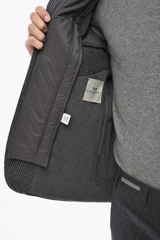 CC COLLECTION Virgin Wool Pied-de-Poule Jacket with Removable Chest-Piece
