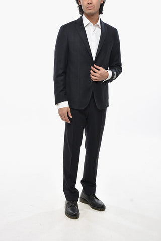 2-Button Stretch Virgin Wool Jacket with Two Vents and Classic Lapel