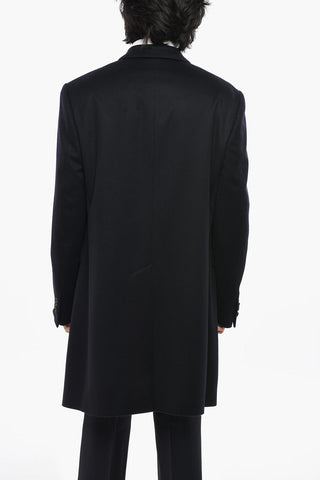 Solid Color Cashmere Coat with Flap Pockets