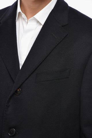 Solid Color Cashmere Coat with Flap Pockets