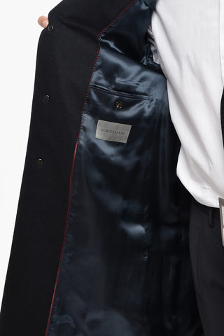 Solid Color Cashmere Coat with Flap Pockets
