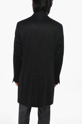 Solid Color Cashmere Coat with Removable Chest-Piece
