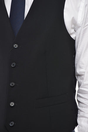 CC COLLECTION Two-Button Virgin Wool Suit with Patch Pockets