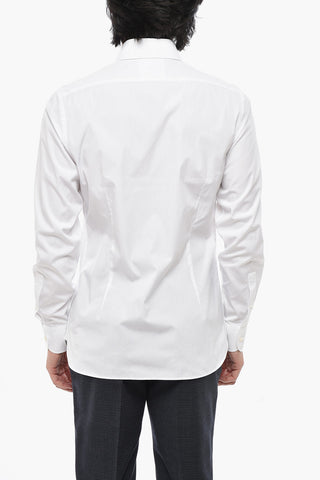 Cotton Poplin Shirt with Spread Collar