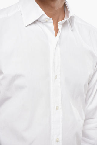 Cotton Poplin Shirt with Spread Collar