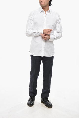 Cotton Poplin Shirt with Spread Collar
