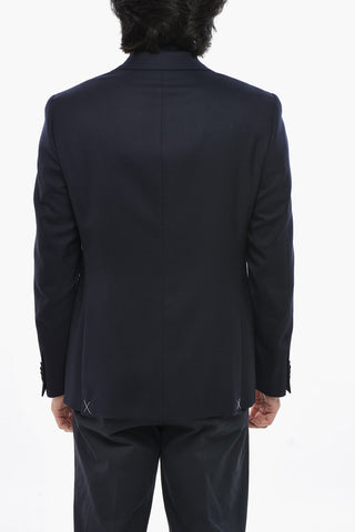 CC COLLECTION Virgin Wool 2-Button Blazer in Solid Color with Flap Pockets