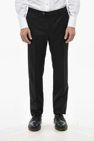 Pantaloni 4 Tasche in Lana Vergine con Passanti
