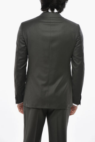 CC COLLECTION Zweiknopf-Anzug aus Schurwolle mit spitzem Revers