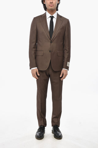 CC COLLECTION Two-Button Virgin Wool Suit with Flap Pockets
