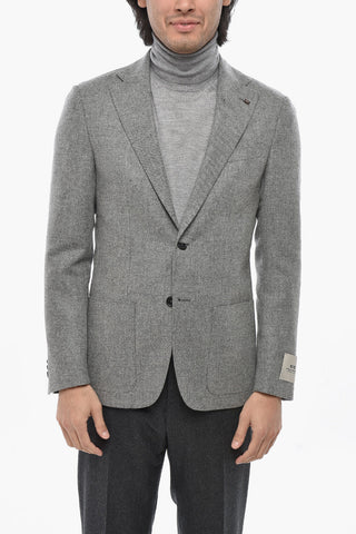 CC COLLECTION Virgin Wool and Cashmere Jacket with Two Vents and Classic Lapel