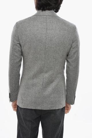 CC COLLECTION Virgin Wool and Cashmere Jacket with Two Vents and Classic Lapel