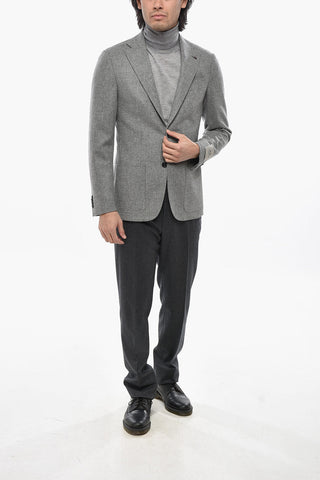 CC COLLECTION Virgin Wool and Cashmere Jacket with Two Vents and Classic Lapel