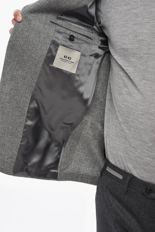 CC COLLECTION Virgin Wool and Cashmere Jacket with Two Vents and Classic Lapel