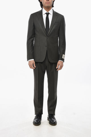 CC COLLECTION Zweiknopf-Anzug aus Schurwolle mit aufgesetzten Taschen und gezacktem Saum