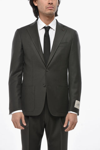 CC COLLECTION Zweiknopf-Anzug aus Schurwolle mit aufgesetzten Taschen und gezacktem Saum