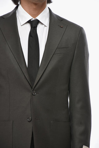 CC COLLECTION Zweiknopf-Anzug aus Schurwolle mit aufgesetzten Taschen und gezacktem Saum