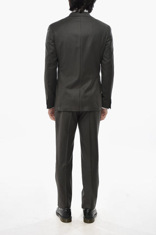 CC COLLECTION Zweiknopf-Anzug aus Schurwolle mit aufgesetzten Taschen und gezacktem Saum