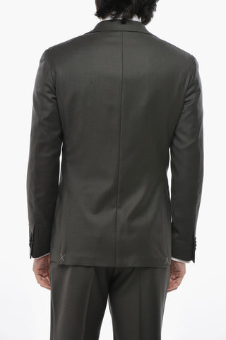 CC COLLECTION Zweiknopf-Anzug aus Schurwolle mit aufgesetzten Taschen und gezacktem Saum