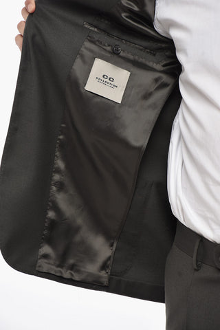 CC COLLECTION Zweiknopf-Anzug aus Schurwolle mit aufgesetzten Taschen und gezacktem Saum