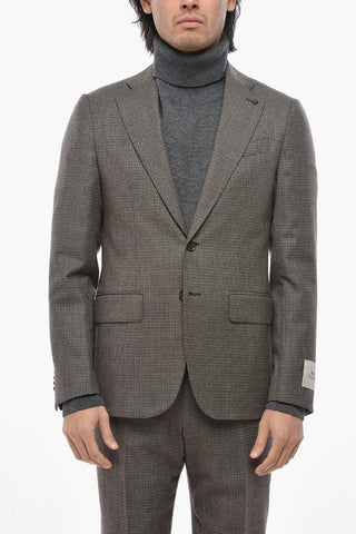 CC COLLECTION Zweiknopf-Anzug aus Schurwolle mit aufgesetzten Taschen und geschwungenem Saum