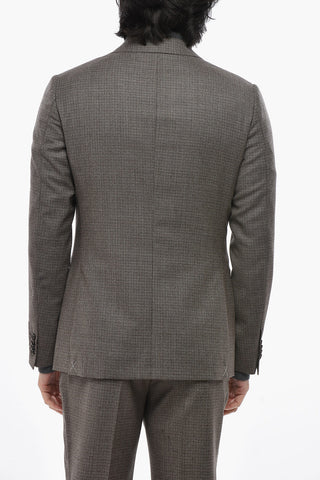 CC COLLECTION Zweiknopf-Anzug aus Schurwolle mit aufgesetzten Taschen und geschwungenem Saum