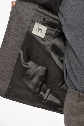 CC COLLECTION Zweiknopf-Anzug aus Schurwolle mit aufgesetzten Taschen und geschwungenem Saum