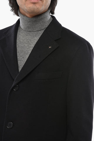 CC COLLECTION Einreihiger Mantel aus Schurwolle einfarbig