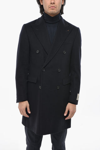CC COLLECTION Double-Breasted Wool and Cashmere-Lined Coat with Peak Lapel