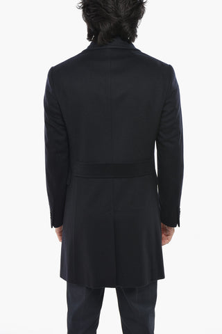 CC COLLECTION Double-Breasted Wool and Cashmere-Lined Coat with Peak Lapel