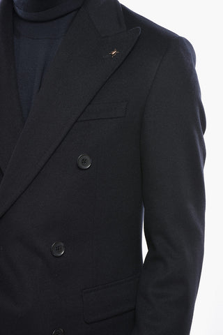 CC COLLECTION Double-Breasted Wool and Cashmere-Lined Coat with Peak Lapel