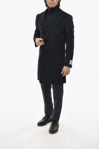 CC COLLECTION Double-Breasted Wool and Cashmere-Lined Coat with Peak Lapel