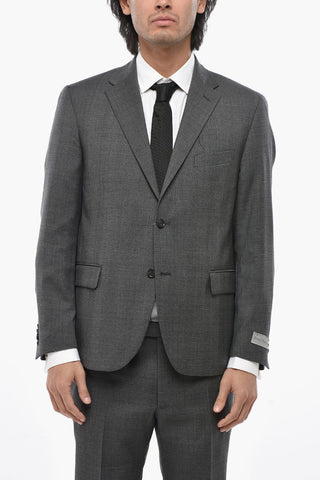 디스트릭트 체크 버진 울 2버튼 정장 클래식 라펠