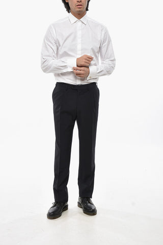 Stretch Virgin Wool Trousers with Belt Loops