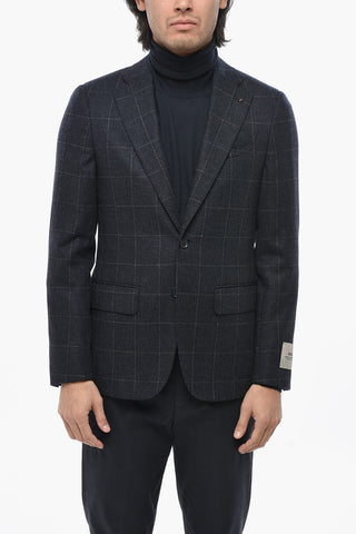 CC COLLECTION Blazer a Due Bottoni In Lana Vergine e Cashmere a Quadri 